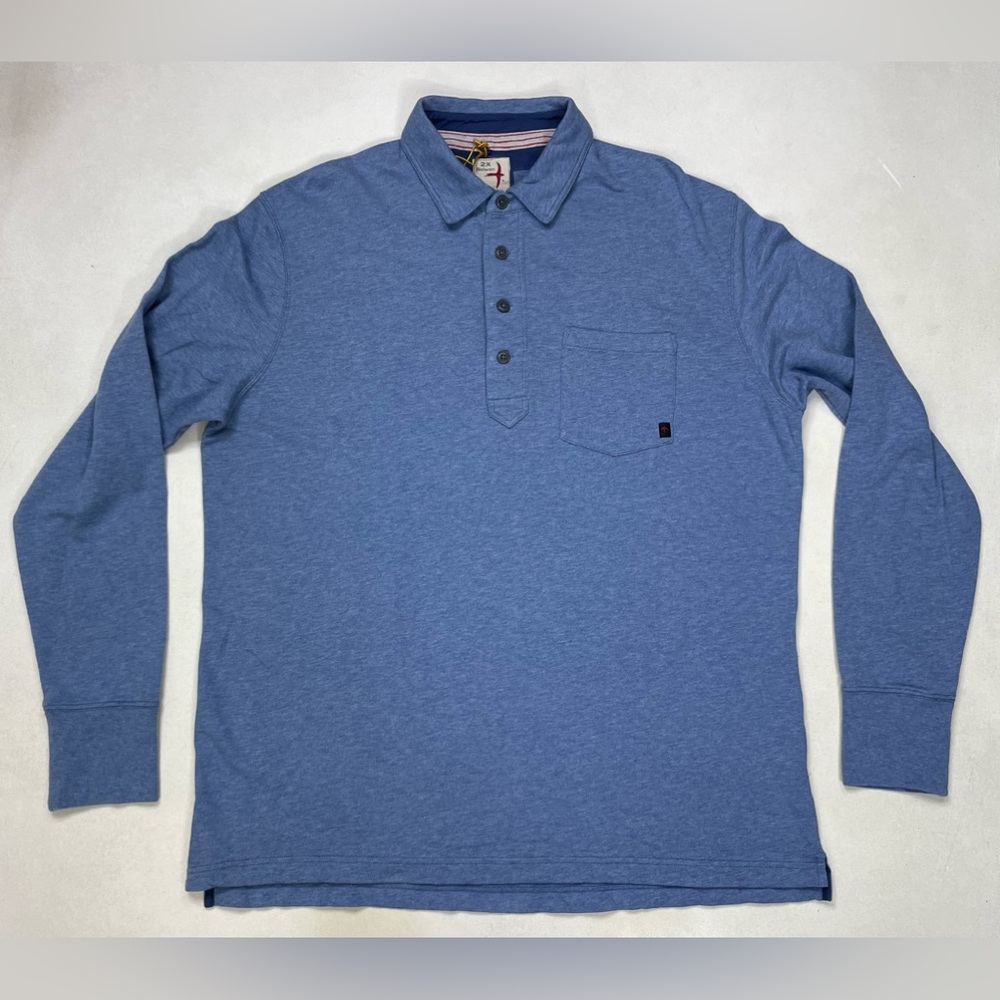 Relwen Polo Shirt Men XXL Blue Pocket Long Sleeve